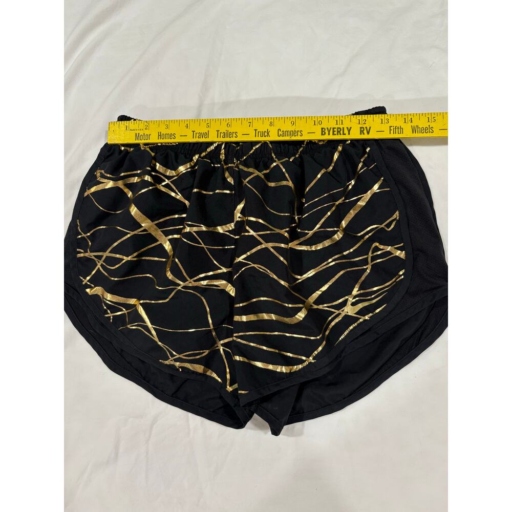 Nike Black Athletic Shorts with Gold Wave Print - Picture 5 of 6